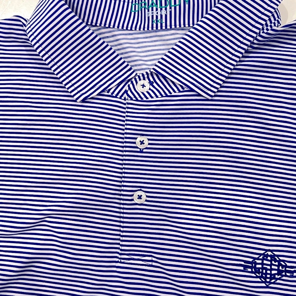 Draddy Sport Blue and White Stripe Polo Shirt Size XXL